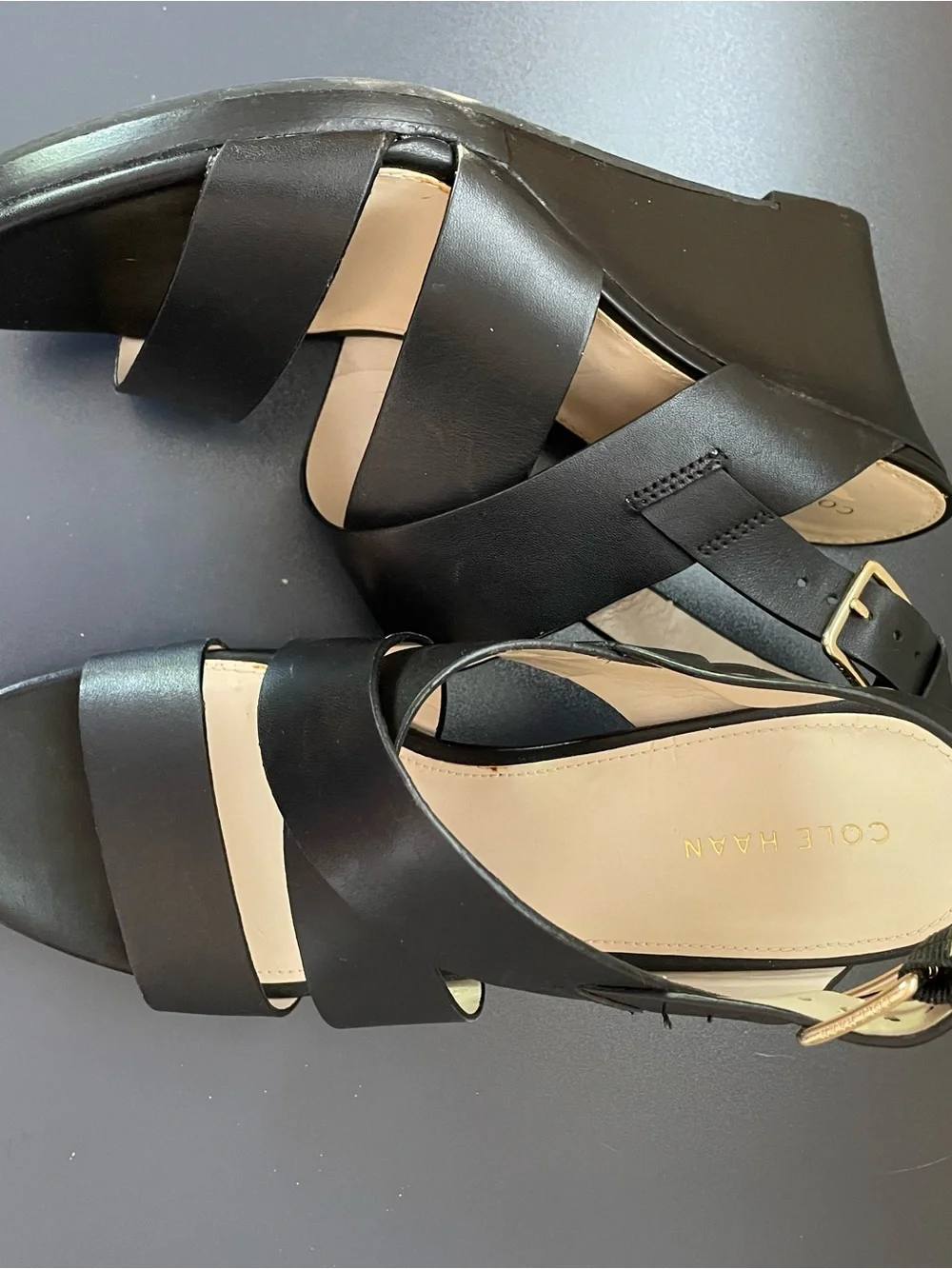 Cole Haan Black Wedge Sandals Size 8